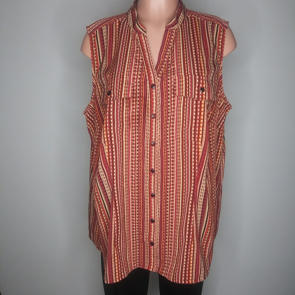 Notations Top Striped Multicolor Sleeveless